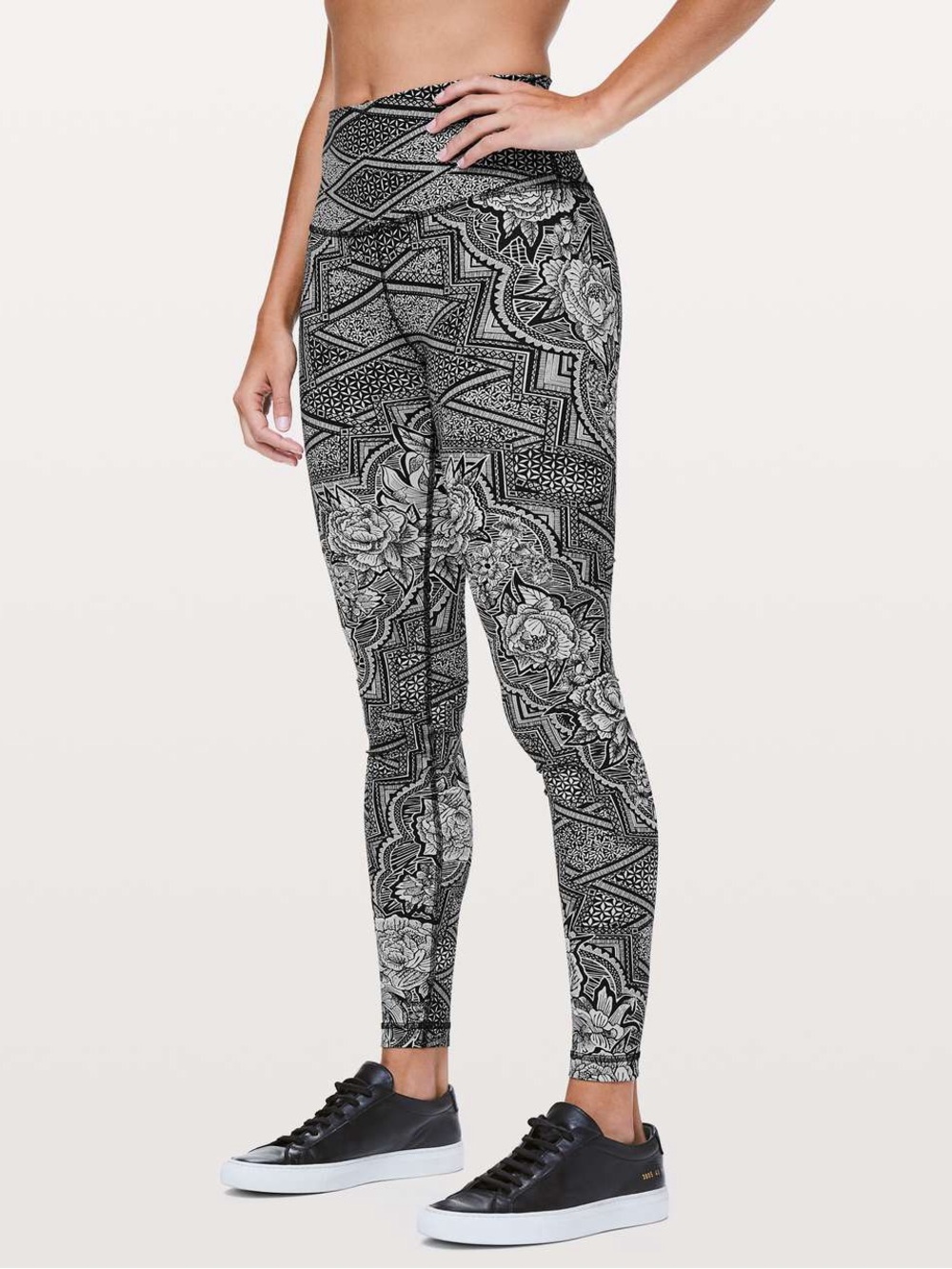 🩶 Lululemon Wunder Under Tight 28" Inked Wunder Under Ice Grey Black Size 10